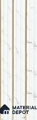 White Marble Louver PN 05908 8 ft x 6 inch Charcoal Panel - 10 mm | Suitable for Feature Wall, TV Unit & Living Room | Width is Subjected to 5% Variation