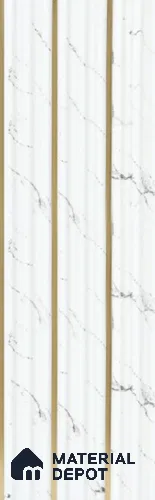 White Marble Louver PN 05908 8 ft x 6 inch Charcoal Panel - 10 mm | Suitable for Feature Wall, TV Unit & Living Room | Width is Subjected to 5% Variation