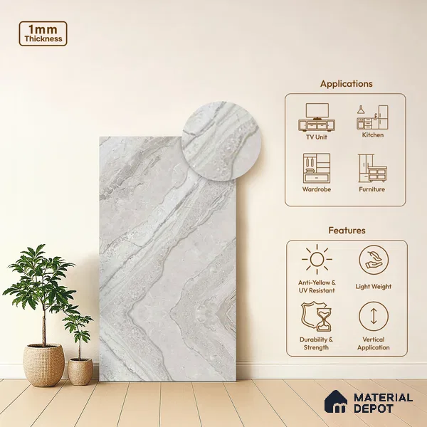 Stone Look LM 03770 8 ft x 4 ft Matte Finish Decorative Laminate - 1 mm | Suitable for TV Unit, Wardrobe, Kitchen Cabinets