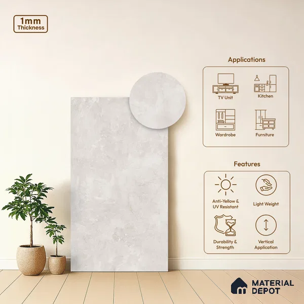 Stone Look LM 03776 8 ft x 4 ft Matte Finish Decorative Laminate - 1 mm | Suitable for TV Unit, Wardrobe, Kitchen Cabinets