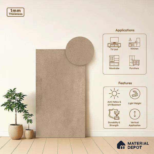 Stone Look LM 03777 8 ft x 4 ft Matte Finish Decorative Laminate - 1 mm | Suitable for TV Unit, Wardrobe, Kitchen Cabinets