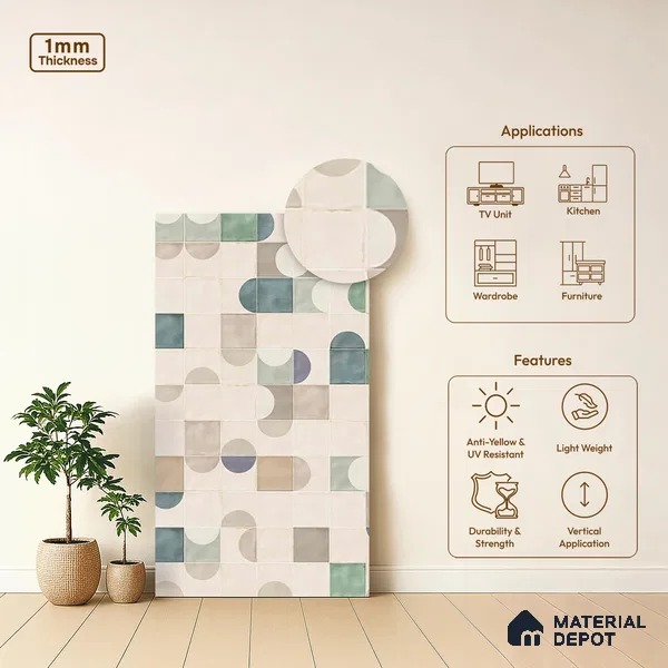 Patterned Look LM 03780 8 ft x 4 ft Texture Finish Decorative Laminate - 1 mm | Suitable for Bedroom, TV Unit, Wardrobe