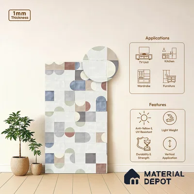 Patterned Look LM 03781 8 ft x 4 ft Texture Finish Decorative Laminate - 1 mm | Suitable for Bedroom, TV Unit, Wardrobe