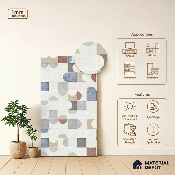 Patterned Look LM 03781 8 ft x 4 ft Texture Finish Decorative Laminate - 1 mm | Suitable for Bedroom, TV Unit, Wardrobe