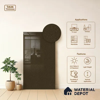 Espresso Brown Solid Colors Look LM 03794 8 ft x 4 ft High Gloss Finish Decorative Laminate - 1 mm | Suitable for Living Room, Kitchen, Office