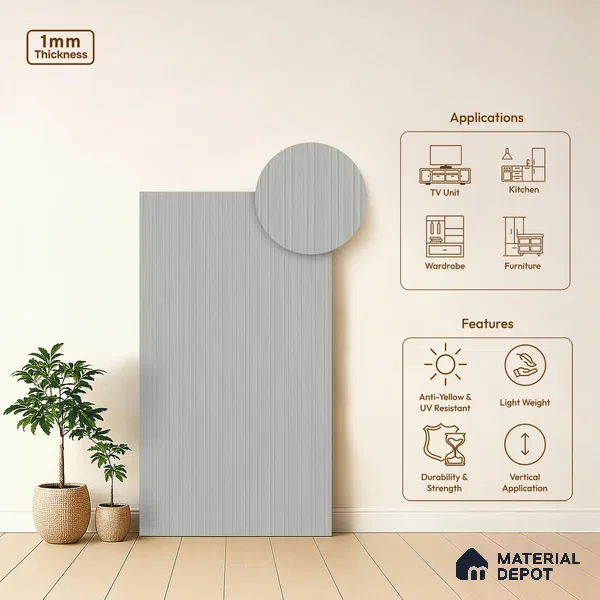 Patterned Look LM 03810 8 ft x 4 ft Texture Finish Decorative Laminate - 1 mm | Suitable for Bedroom, TV Unit, Wardrobe