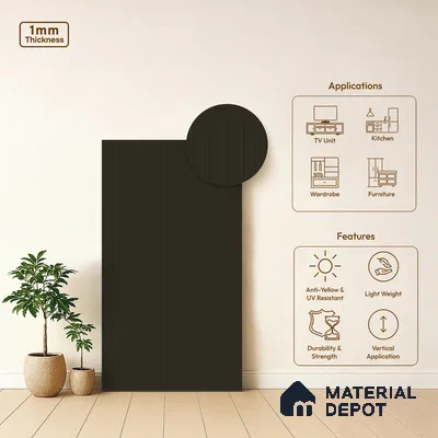 Grey Textured Solid Look LM 03813 8 ft x 4 ft Texture Finish Decorative Laminate - 1 mm | Suitable for TV Unit, Wardrobe, Kitchen Cabinets