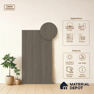 Wooden Look LM 03836 Mocha Timber 8 ft x 4 ft Texture Finish Decorative Laminate - 1 mm | Suitable for TV Unit, Wardrobe, Kitchen Cabinets
