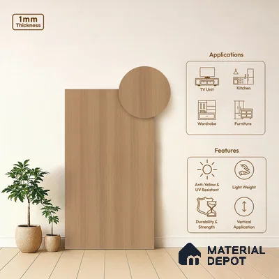Wooden Look LM 03856 Akira 8 ft x 4 ft Texture Finish Decorative Laminate - 1 mm | Suitable for TV Unit, Wardrobe, Kitchen Cabinets