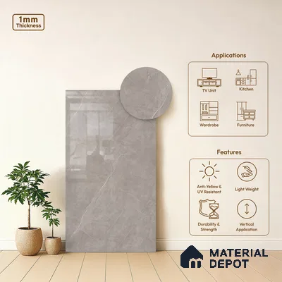 Stone Look LM 03868 8 ft x 4 ft High Gloss Finish Decorative Laminate - 1 mm | Suitable for TV Unit, Wardrobe, Kitchen Cabinets