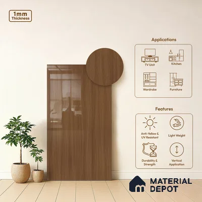 Wooden Look LM 03870 Sessaila Oak 8 ft x 4 ft High Gloss Finish Decorative Laminate - 1 mm | Suitable for TV Unit, Wardrobe, Kitchen Cabinets