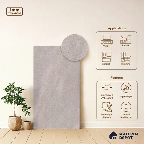 Stone Look LM 03884 8 ft x 4 ft Texture Finish Decorative Laminate - 1 mm | Suitable for TV Unit, Wardrobe, Kitchen Cabinets