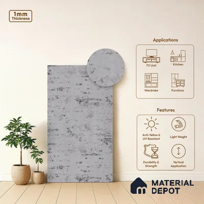 Stone Look LM 03892 8 ft x 4 ft Texture Finish Decorative Laminate - 1 mm | Suitable for TV Unit, Wardrobe, Kitchen Cabinets