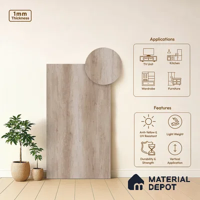 Wooden Look LM 03936 Canyon Monument Oak 8 ft x 4 ft Texture Finish Decorative Laminate - 1 mm | Suitable for TV Unit, Wardrobe, Kitchen Cabinets