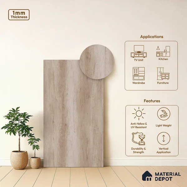 Wooden Look LM 03936 Canyon Monument Oak 8 ft x 4 ft Texture Finish Decorative Laminate - 1 mm | Suitable for TV Unit, Wardrobe, Kitchen Cabinets