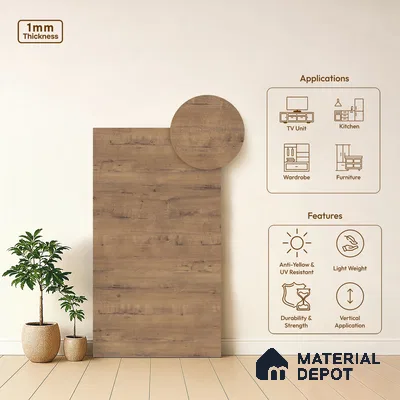 Wooden Look LM 03941 Bunratty Oak 8 ft x 4 ft Texture Finish Decorative Laminate - 1 mm | Suitable for TV Unit, Wardrobe, Kitchen Cabinets