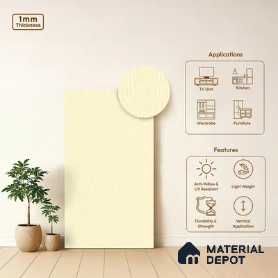 Beige Textured Solid Look LM 03943 8 ft x 4 ft Texture Finish Decorative Laminate - 1 mm | Suitable for TV Unit, Wardrobe, Kitchen Cabinets