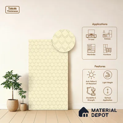 Beige Textured Solid Look LM 03946 8 ft x 4 ft Texture Finish Decorative Laminate - 1 mm | Suitable for TV Unit, Wardrobe, Kitchen Cabinets