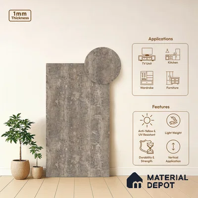 Stone Look LM 03948 8 ft x 4 ft Texture Finish Decorative Laminate - 1 mm | Suitable for TV Unit, Wardrobe, Kitchen Cabinets