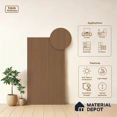 Wooden Look LM 03957 Sepia Oak 8 ft x 4 ft Suede Finish Decorative Laminate - 1 mm | Suitable for TV Unit, Wardrobe, Kitchen Cabinets