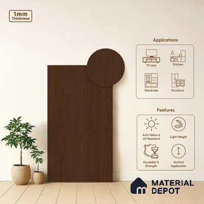 Wooden Look LM 03959 Caramel 8 ft x 4 ft Suede Finish Decorative Laminate - 1 mm | Suitable for TV Unit, Wardrobe, Kitchen Cabinets