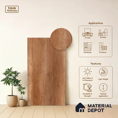 Wooden Look LM 03975 Canyon Monument Oak 8 ft x 4 ft Suede Finish Decorative Laminate - 1 mm | Suitable for TV Unit, Wardrobe, Kitchen Cabinets