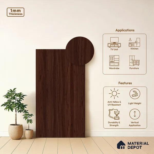 Wooden Look LM 03990 Grace Pine 8 ft x 4 ft Suede Finish Decorative Laminate - 1 mm | Suitable for TV Unit, Wardrobe, Kitchen Cabinets
