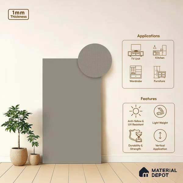 Beige Fabric Look LM 20092 8 ft x 4 ft Texture Finish Decorative Laminate - 1 mm | Suitable for TV Unit, Wardrobe, Kitchen Cabinets