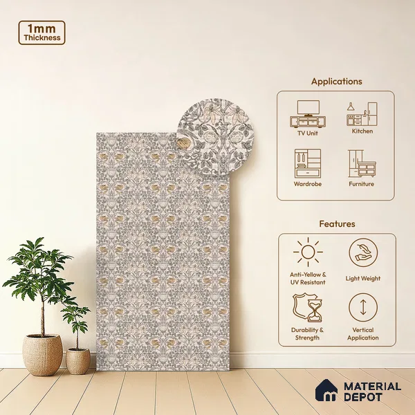 Patterned Look LM 20094 8 ft x 4 ft Texture Finish Decorative Laminate - 1 mm | Suitable for Bedroom, TV Unit, Wardrobe