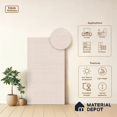 Beige Cane Look LM 20097 8 ft x 4 ft Texture Finish Decorative Laminate - 1 mm | Suitable for TV Unit, Wardrobe, Kitchen Cabinets