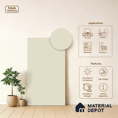 Beige Fabric Look LM 20100 8 ft x 4 ft Texture Finish Decorative Laminate - 1 mm | Suitable for TV Unit, Wardrobe, Kitchen Cabinets