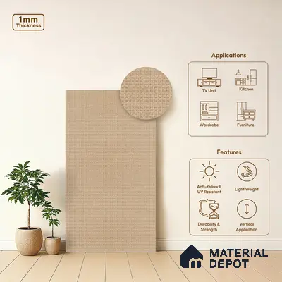 Brown Cane Look LM 20103 8 ft x 4 ft Texture Finish Decorative Laminate - 1 mm | Suitable for TV Unit, Wardrobe, Kitchen Cabinets