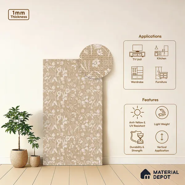 Patterned Look LM 20104 8 ft x 4 ft Texture Finish Decorative Laminate - 1 mm | Suitable for Bedroom, TV Unit, Wardrobe