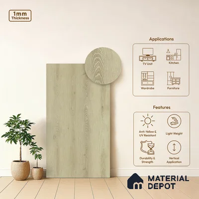Wooden Look LM 20108 8 ft x 4 ft Texture Finish Decorative Laminate - 1 mm | Suitable for TV Unit, Wardrobe, Kitchen Cabinets