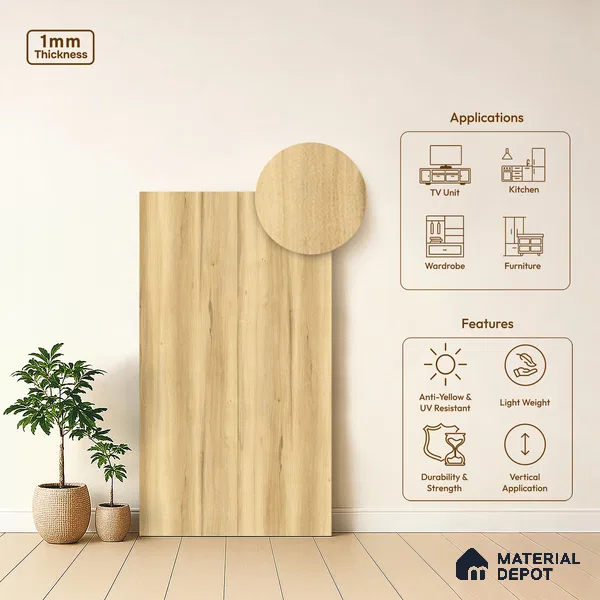 Stone Look LM 20129 8 ft x 4 ft Texture Finish Decorative Laminate - 1 mm | Suitable for TV Unit, Wardrobe, Kitchen Cabinets