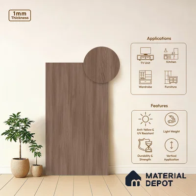 Brown Marble Look LM 20133 8 ft x 4 ft Texture Finish Decorative Laminate - 1 mm | Suitable for TV Unit, Wardrobe, Kitchen Cabinets