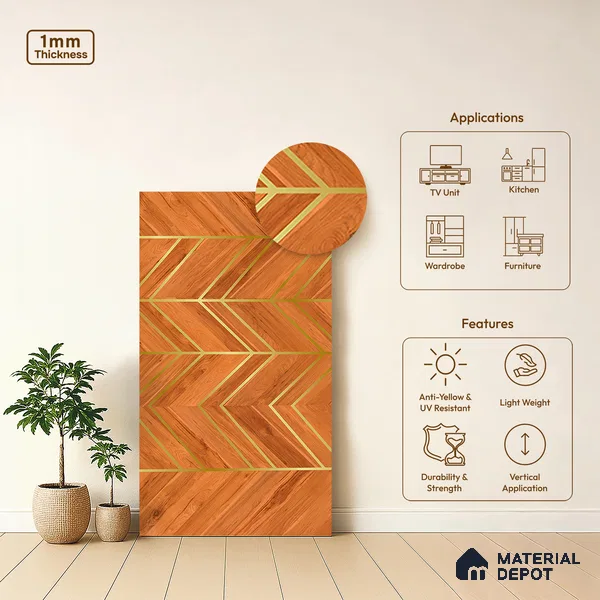Patterned Look LM 20213 8 ft x 4 ft Super Matte Finish Decorative Laminate - 1 mm | Suitable for Bedroom, TV Unit, Wardrobe
