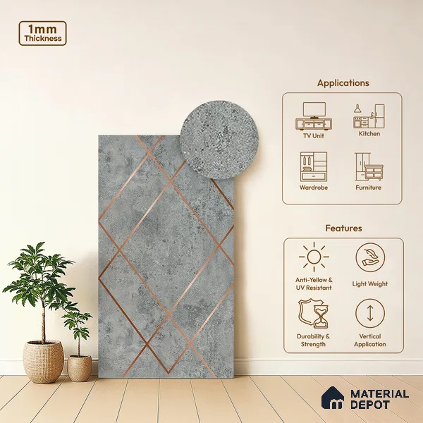 Patterned Look LM 20218 8 ft x 4 ft Super Matte Finish Decorative Laminate - 1 mm | Suitable for Bedroom, TV Unit, Wardrobe