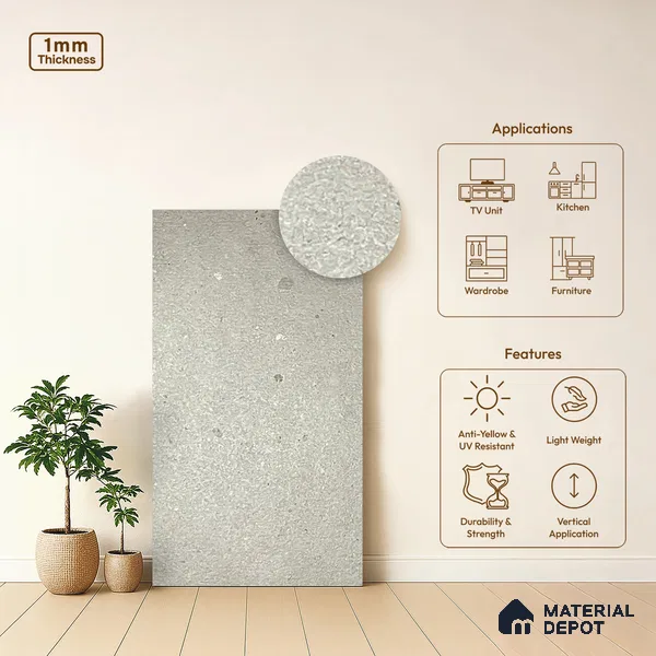 Stone Look LM 20984 8 ft x 4 ft Texture Finish Decorative Laminate - 1 mm | Suitable for TV Unit, Wardrobe, Kitchen Cabinets