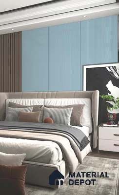 Powder Blue Fluted Solid Color LM 23779 8 ft x 4 ft High Gloss Finish Acrylic Laminate - 3 mm | Suitable for TV Unit,Wardrobe, Kitchen Cabinets