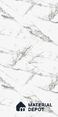 White Marble Look LM 03866 8 ft x 4 ft High Gloss Finish Decorative Laminate - 1 mm | Suitable for TV Unit, Wardrobe, Kitchen Cabinets