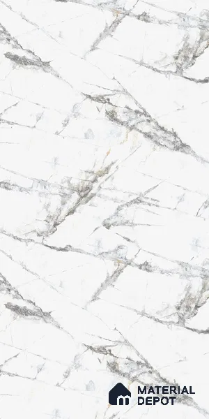 White Marble Look LM 03866 8 ft x 4 ft High Gloss Finish Decorative Laminate - 1 mm | Suitable for TV Unit, Wardrobe, Kitchen Cabinets