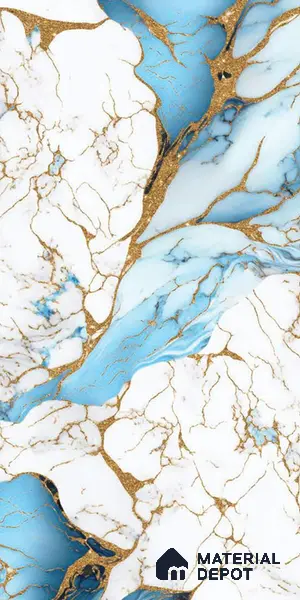 White Marble Look LM 20109 8 ft x 4 ft Glossy Finish Decorative Laminate - 1 mm | Suitable for TV Unit, Wardrobe, Kitchen Cabinets