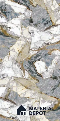Grey Marble Look LM 20111 8 ft x 4 ft Glossy Finish Decorative Laminate - 1 mm | Suitable for TV Unit, Wardrobe, Kitchen Cabinets