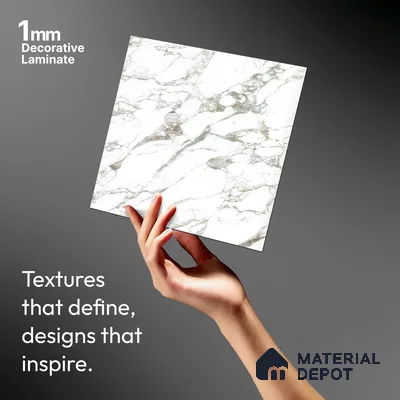 White Marble Look LM 03363 8 ft x 4 ft Super Matte Finish Decorative Laminate - 1 mm | Suitable for TV Unit, Wardrobe, Kitchen Cabinets