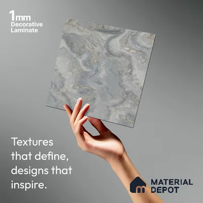 Grey Marble Look LM 03775 8 ft x 4 ft Matte Finish Decorative Laminate - 1 mm | Suitable for TV Unit, Wardrobe, Kitchen Cabinets