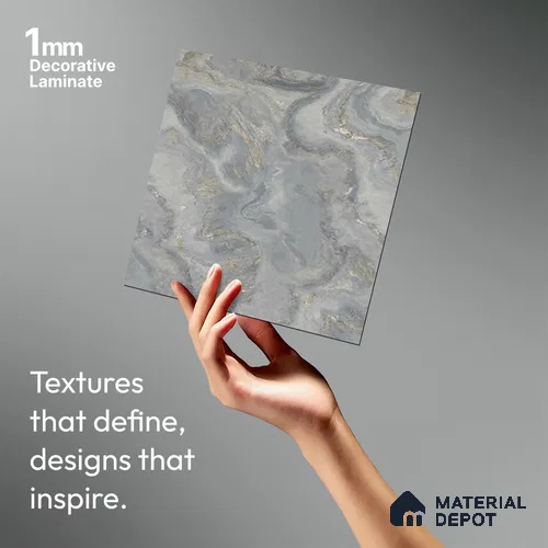 Grey Marble Look LM 03775 8 ft x 4 ft Matte Finish Decorative Laminate - 1 mm | Suitable for TV Unit, Wardrobe, Kitchen Cabinets