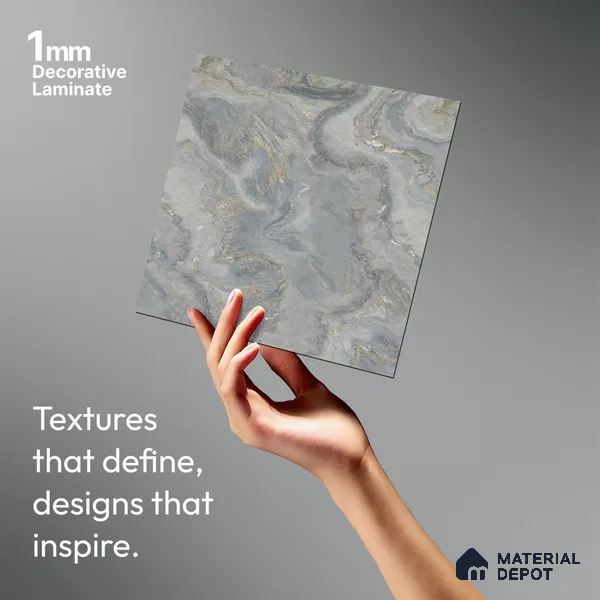 Grey Marble Look LM 03775 8 ft x 4 ft Matte Finish Decorative Laminate - 1 mm | Suitable for TV Unit, Wardrobe, Kitchen Cabinets