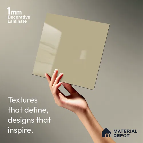 Warm Beige Solid Colors Look LM 03804 (162 CORE HG) 8 ft x 4 ft High Gloss Finish Decorative Laminate - 1 mm | Suitable for Living Room, Kitchen, Office