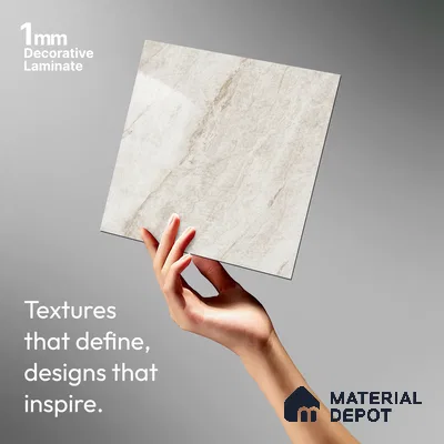 Beige Marble Look LM 03828 8 ft x 4 ft High Gloss Finish Decorative Laminate - 1 mm | Suitable for TV Unit, Wardrobe, Kitchen Cabinets